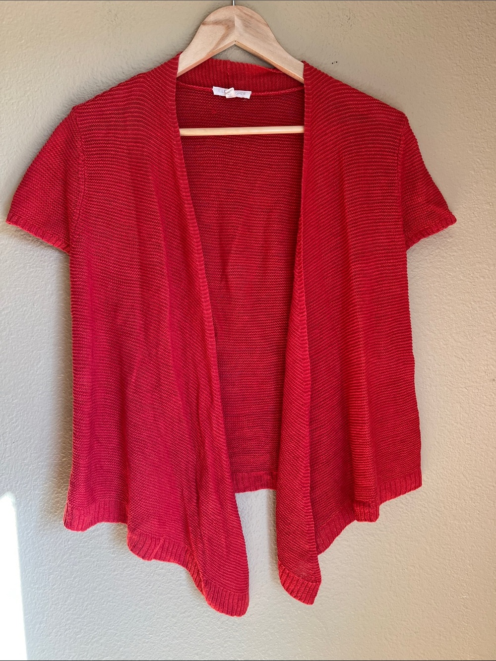 Eileen Fisher 100% linen short-sleeve M wrap sweater. Perfect for layering.